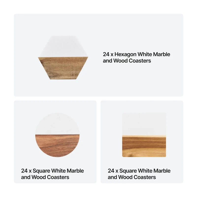 Pack pro : Dessous de verre en marbre et bois