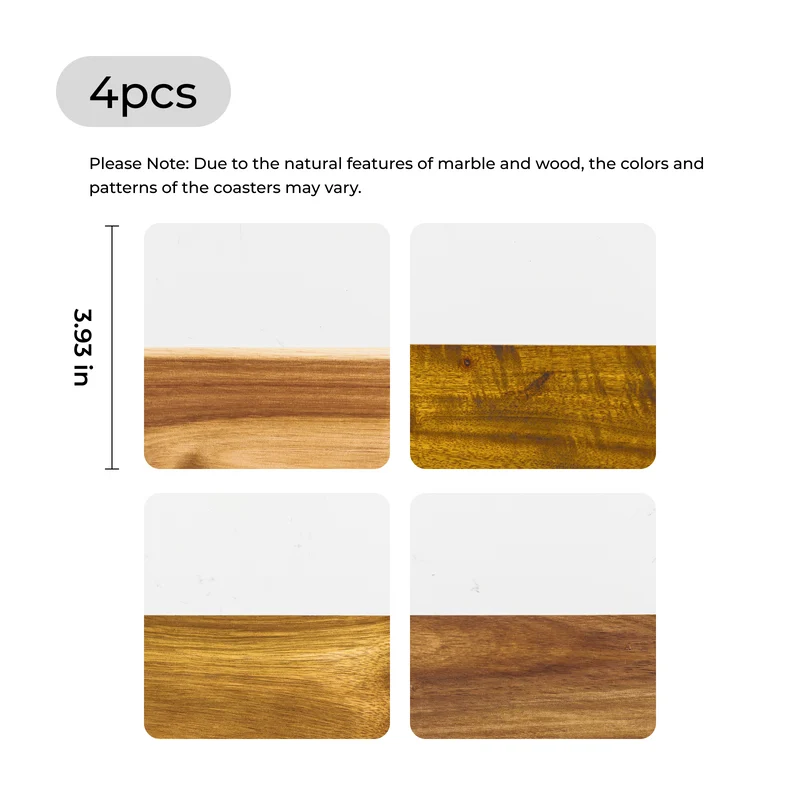 Pack pro : Dessous de verre en marbre et bois