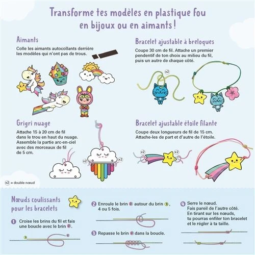 Plastique Fou Mes Créations Kawaii – Kit Créatif Bijoux, Grigris & Aimants