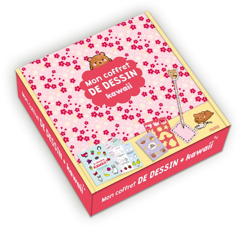 Mon Coffret de Dessin Kawaii – Kit Créatif Complet avec Livre, Stickers et Pochoirs