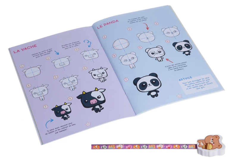Mon Coffret de Dessin Kawaii – Kit Créatif Complet avec Livre, Stickers et Pochoirs