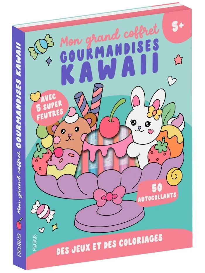 Mon Grand Coffret Gourmandises Kawaii – Coloriages, Activités, Stickers & Feutres Pastel