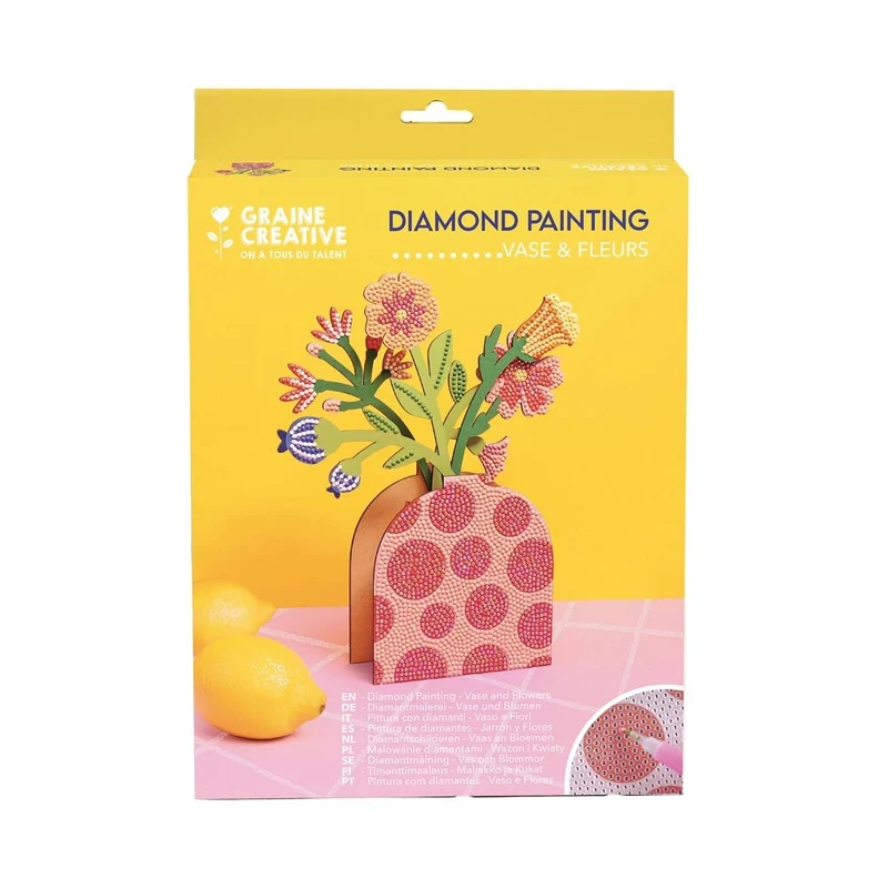 Kit Vase et Fleurs à Strasser Rouge – Diamond Painting Déco DIY