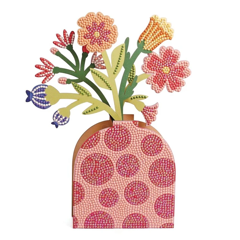 Kit Vase et Fleurs à Strasser Rouge – Diamond Painting Déco DIY