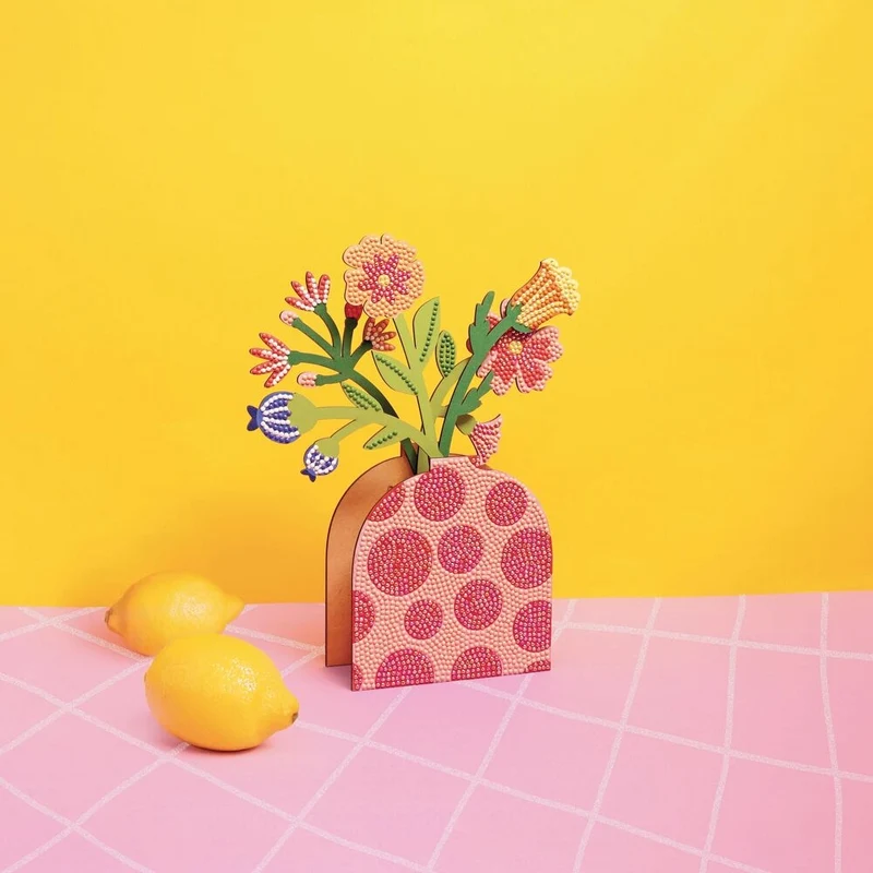 Kit Vase et Fleurs à Strasser Rouge – Diamond Painting Déco DIY