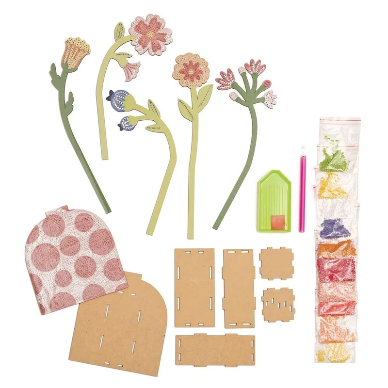 Kit Vase et Fleurs à Strasser Rouge – Diamond Painting Déco DIY