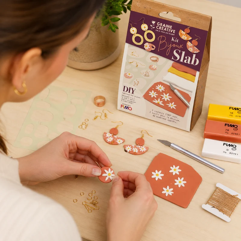 Kit FIMO Bijoux Slab Fleuri – Créez Vos Bijoux en Pâte Polymère
