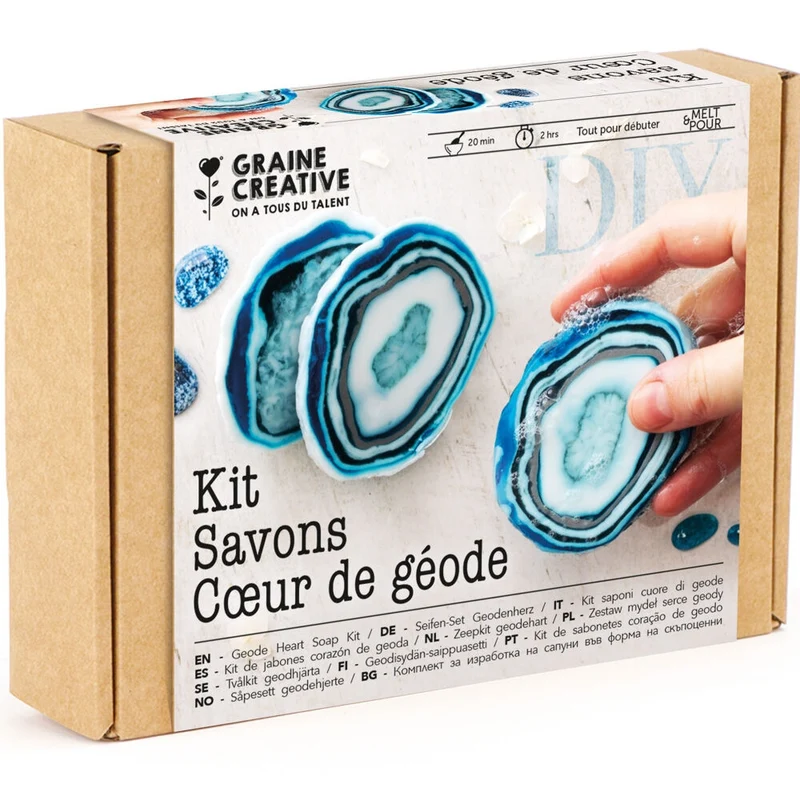 Kit DIY Savons Cœur de Géode – Créez des Savons Effet Pierre Précieuse