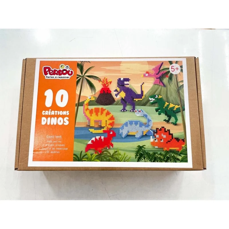 Boîte Perlou Dinosaures 3000 Perles – Kit Perles à Repasser Créatif
