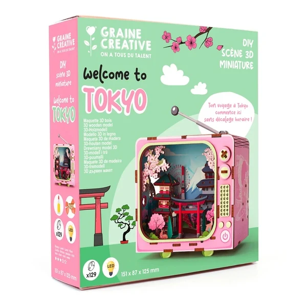 Maquette 3D Bois TV Tokyo – Mini TV Japonaise Lumineuse à Construire