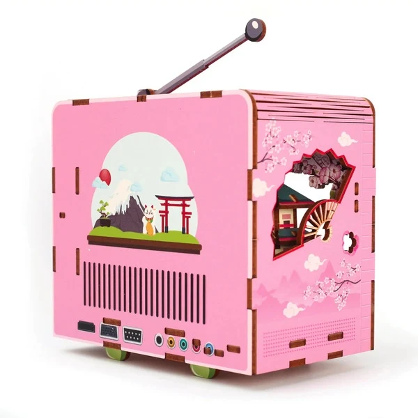 Maquette 3D Bois TV Tokyo – Mini TV Japonaise Lumineuse à Construire