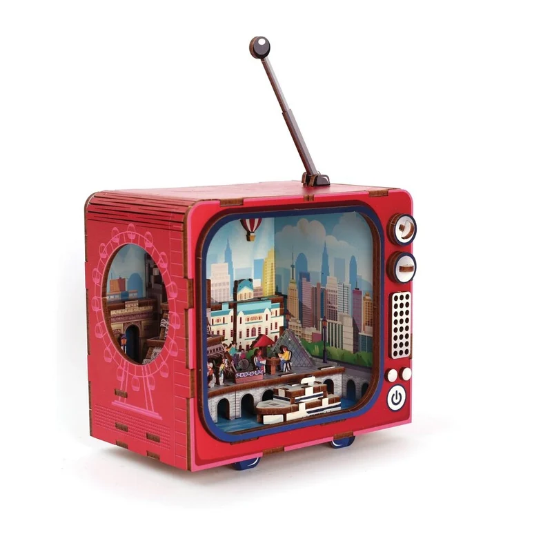 Maquette 3D Bois TV Paris – Mini TV Lumineuse Parisienne à Construire