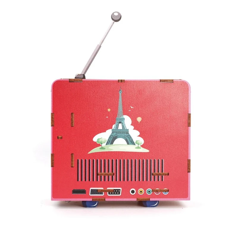 Maquette 3D Bois TV Paris – Mini TV Lumineuse Parisienne à Construire