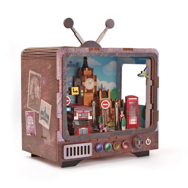 Maquette 3D Bois TV Londres – Mini TV lumineuse à construire
