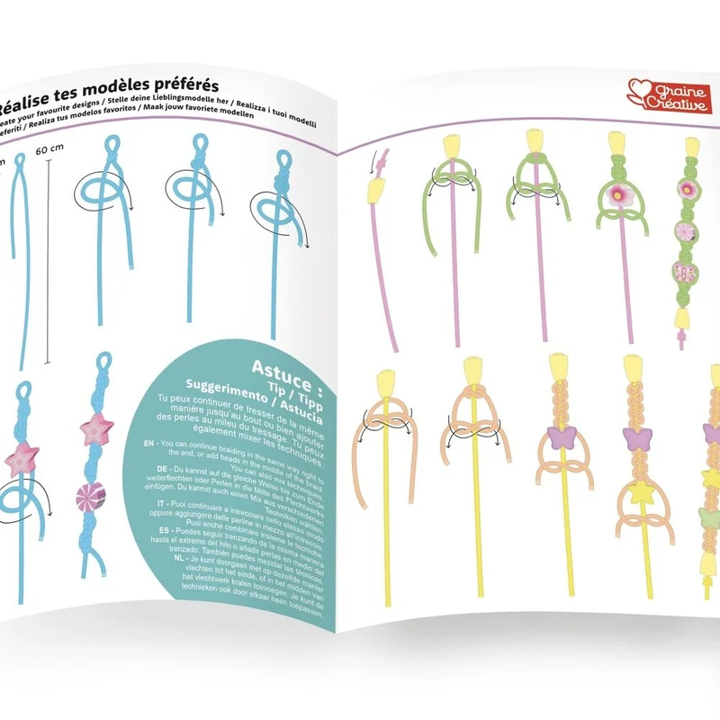 Kit Scoubidou Bracelets Tressés – Créez des bracelets uniques avec 8 techniques de tressage