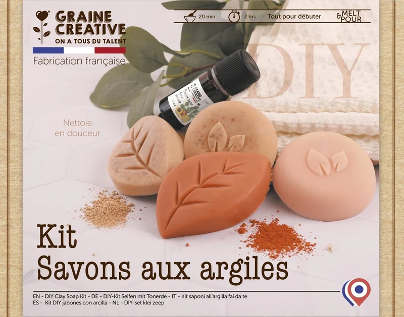 Kit DIY Savons aux Poudres d’Argiles – Graine Créative | Savons artisanaux maison
