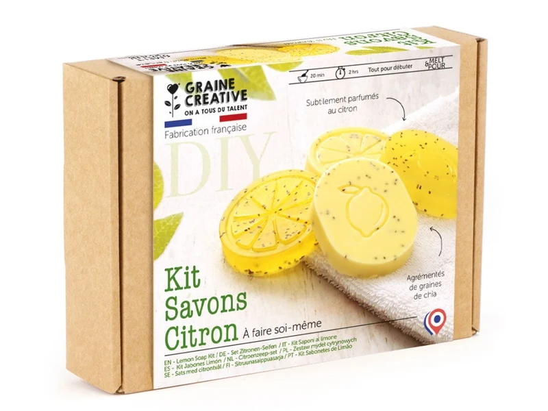 Kit DIY Savons Citron & Graines de Chia – Savons exfoliants maison à fabriquer soi-même