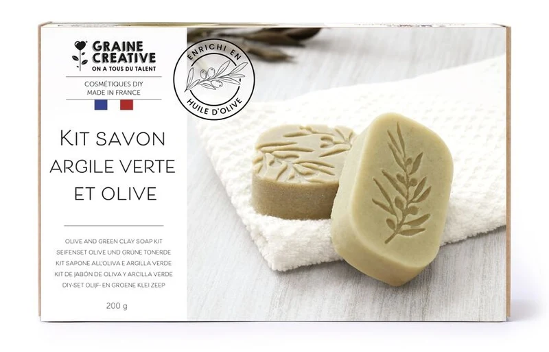 Kit DIY Savon Olive & Argile Verte – Graine Créative | Savons naturels à fabriquer soi-même