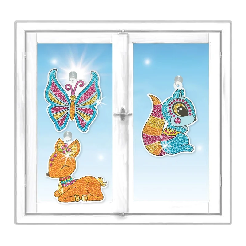 Décoration de Fenêtre en Strass Animaux de la Forêt – Kit Créatif à Suspendre