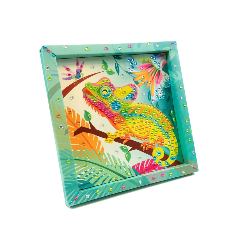 Tableau en Strass Caméléon – Kit Créatif avec Plus de 300 Strass et Cadre