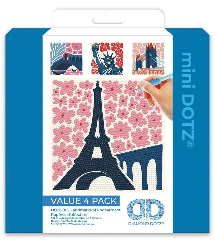Mini DOTZ® Landmarks of Distinction – Kit Diamond Painting 4 Monuments Iconiques Rose