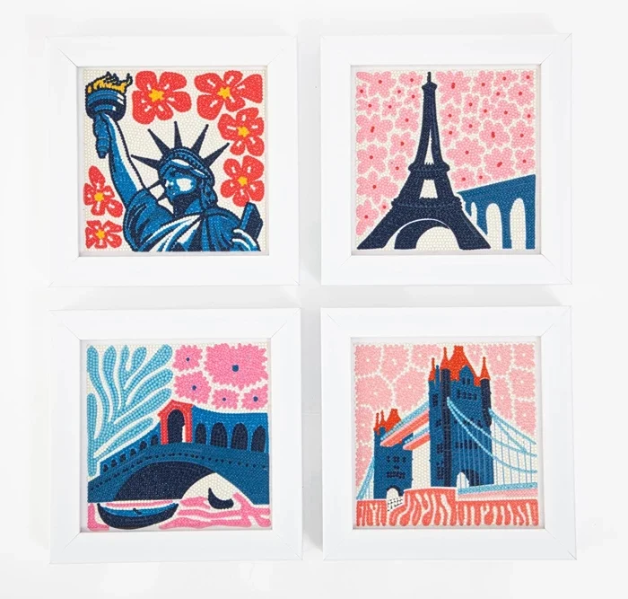 Mini DOTZ® Landmarks of Distinction – Kit Diamond Painting 4 Monuments Iconiques Rose