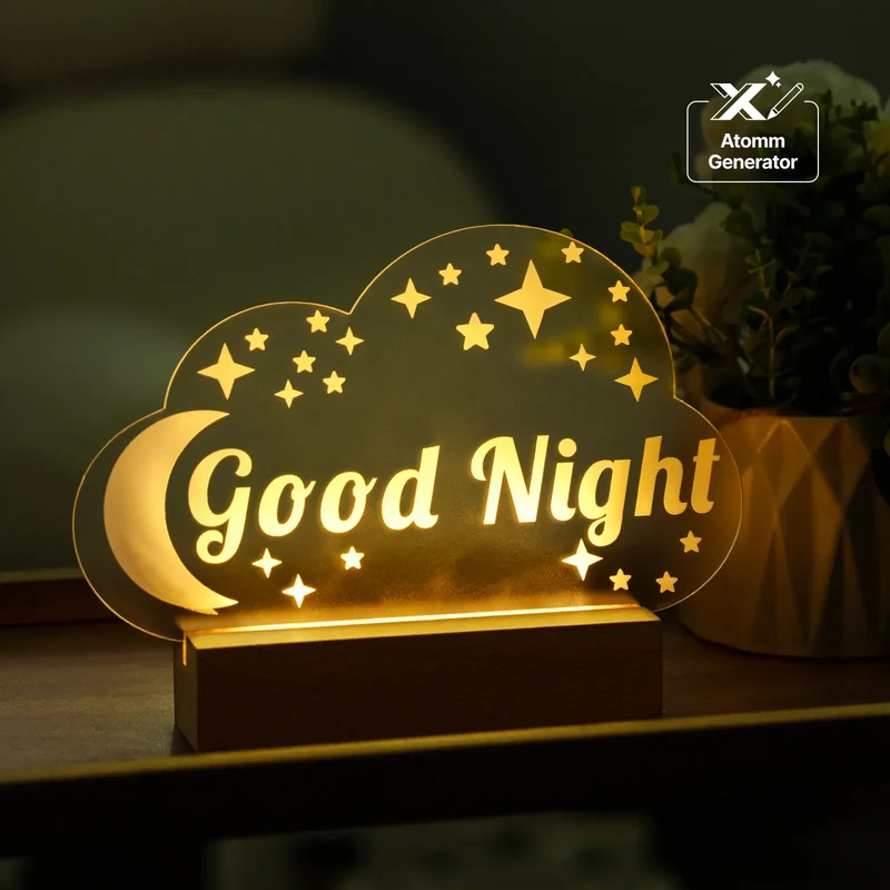 Embase Lumineuse LED Rectangulaire en Bois d'Hévéa avec Fente