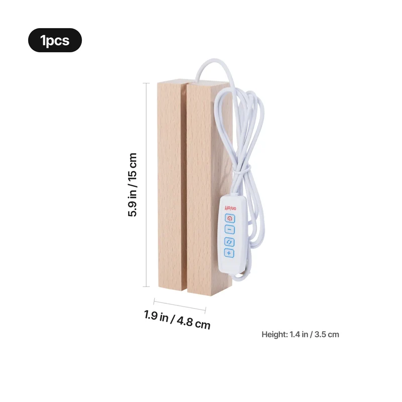 Embase Lumineuse LED Rectangulaire en Bois d'Hévéa avec Fente