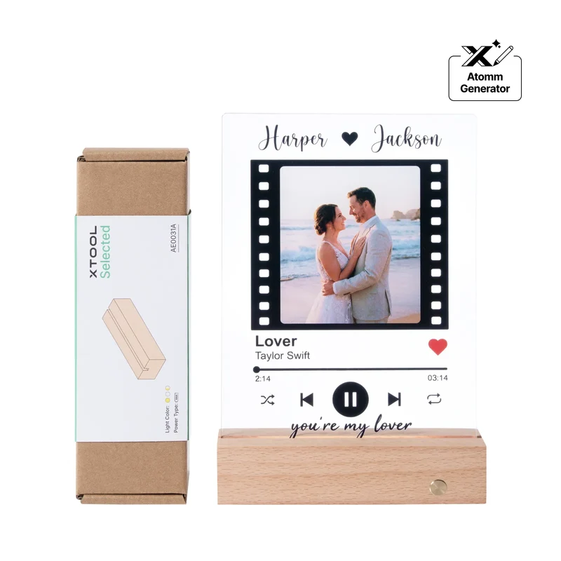 Embase Lumineuse LED Rectangulaire en Bois d'Hévéa avec Fente