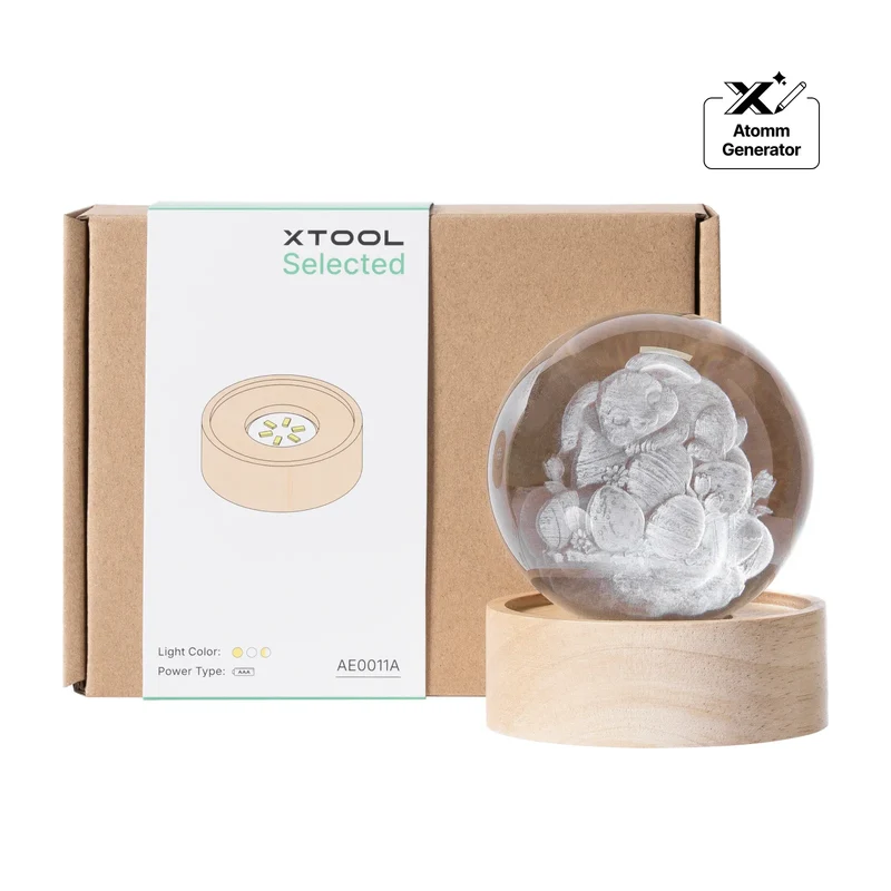 Embase Lumineuse LED Ronde en Bois d'Hévéa avec Rainure