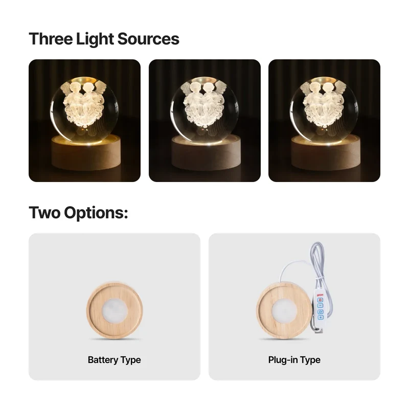 Embase Lumineuse LED Ronde en Bois d'Hévéa avec Rainure