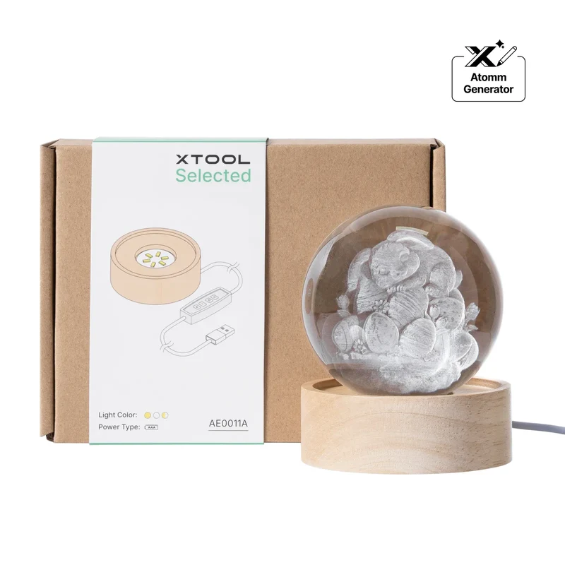 Embase Lumineuse LED Ronde en Bois d'Hévéa avec Rainure