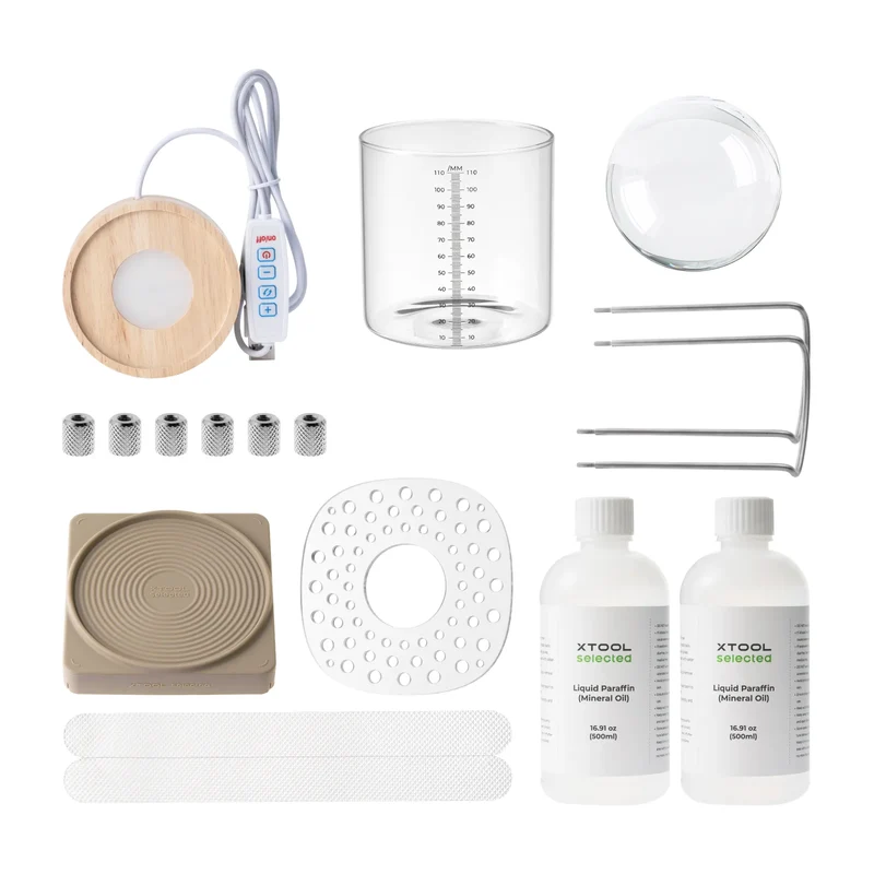 Embase Lumineuse LED Ronde en Bois d'Hévéa avec Rainure