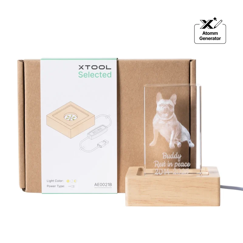 Embase Lumineuse LED Carrée en Bois d'Hévéa avec Rainure