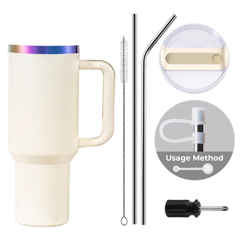Gobelet en acier inoxydable de 40oz avec poignée amovible