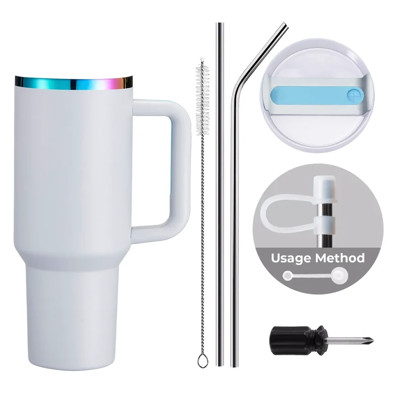 Gobelet en acier inoxydable de 40oz avec poignée amovible