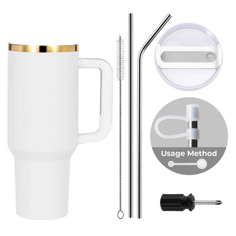 Gobelet en acier inoxydable de 40oz avec poignée amovible