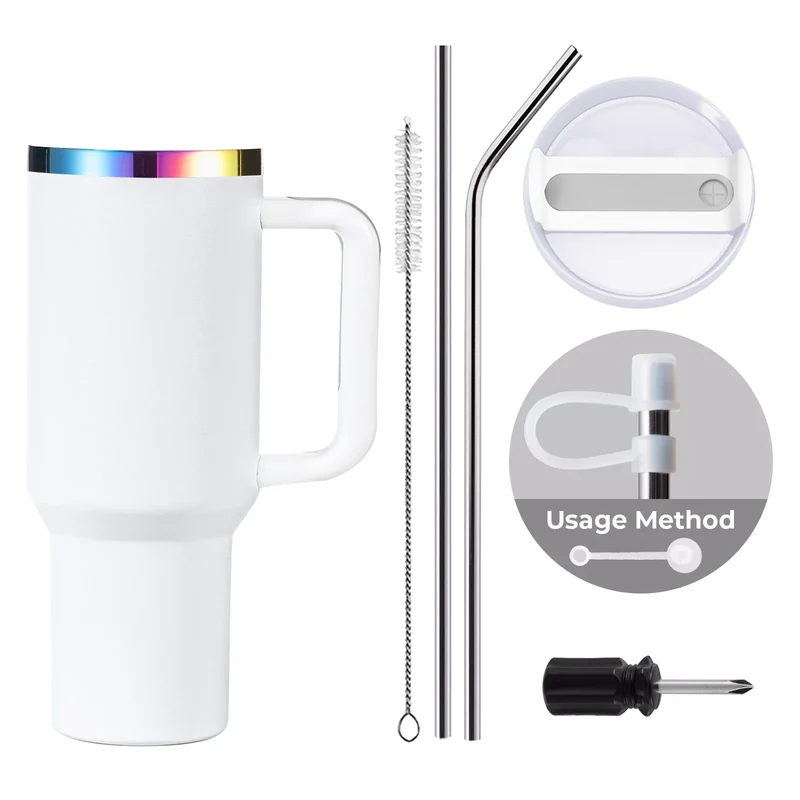 Gobelet en acier inoxydable de 40oz avec poignée amovible