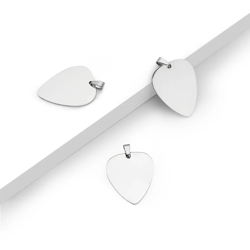 Pendentifs médiator de guitare en acier inoxydable (10 pcs)