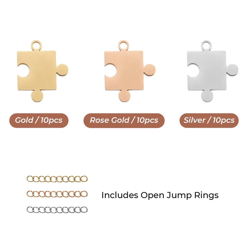 Pendentif puzzle en acier inoxydable (30 pcs)
