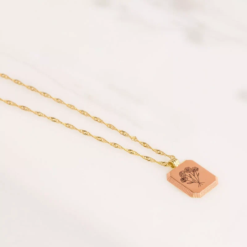 Pendentif carré embossé en acier inoxydable (10 pcs)