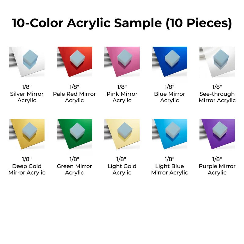 3mm Lot d'échantillons acrylique miroir (10 pcs)
