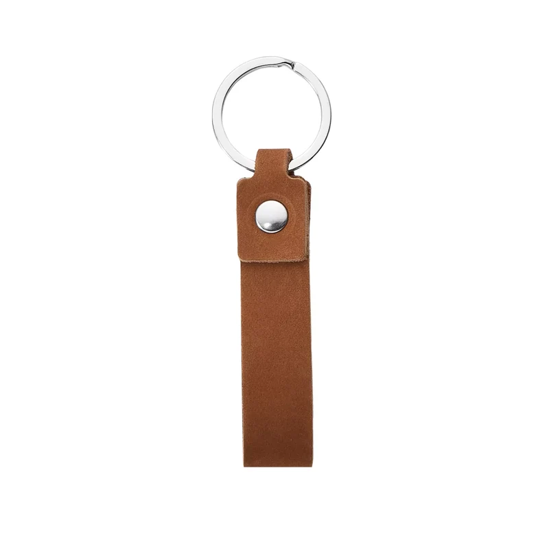 Porte-clés fin en cuir véritable marron (10 pcs)