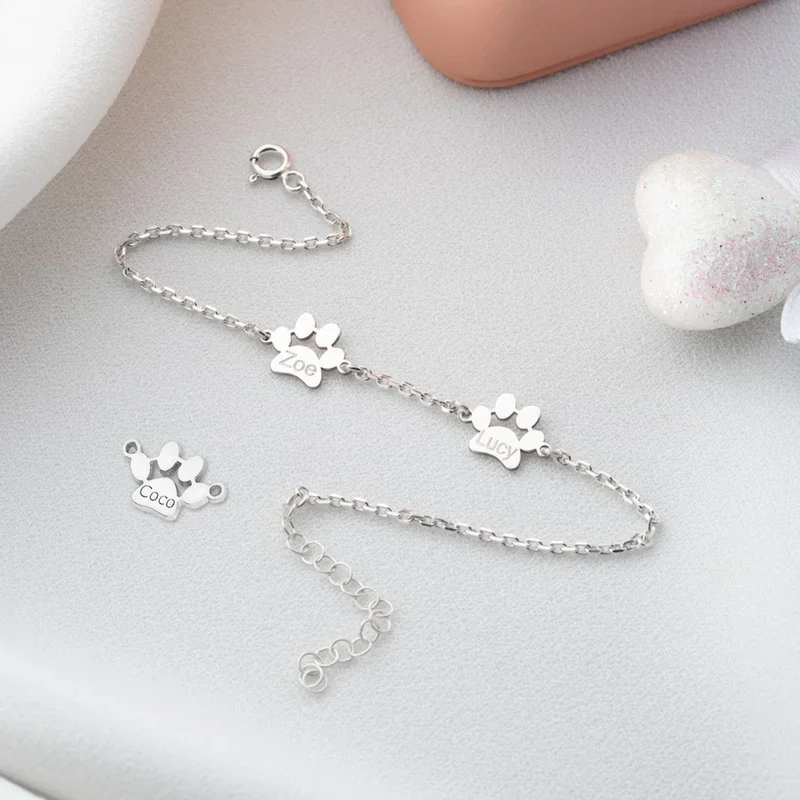Pendentifs patte de chien en acier inoxydable (10 pcs)
