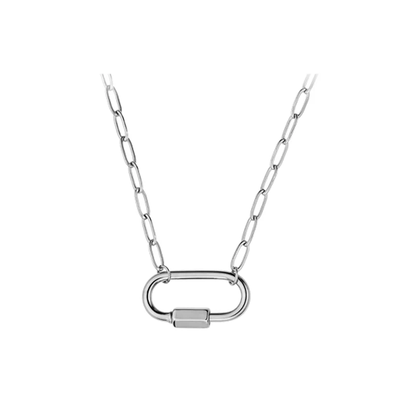 Collier mousqueton en acier inoxydable argent (3 pcs)