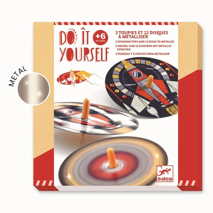 DIY Gyroscopes Hypno Cosmos Djeco – Kit Créatif 12 Toupies Métallisées Espace