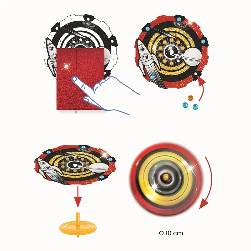 DIY Gyroscopes Hypno Cosmos Djeco – Kit Créatif 12 Toupies Métallisées Espace