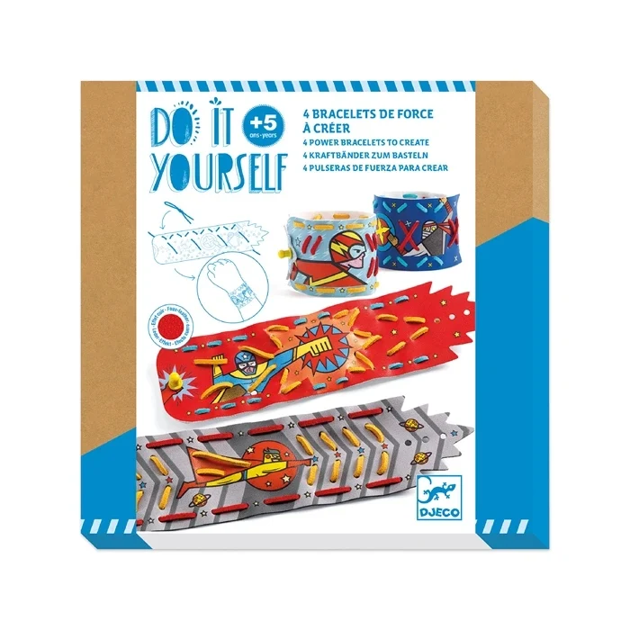 DIY Bracelets Super-Pouvoirs Djeco – Kit Créatif pour Fabriquer 4 Bracelets de Super-Héros