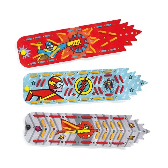DIY Bracelets Super-Pouvoirs Djeco – Kit Créatif pour Fabriquer 4 Bracelets de Super-Héros