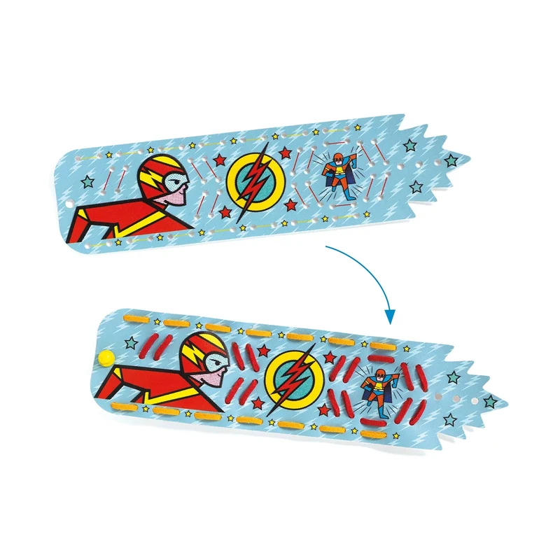 DIY Bracelets Super-Pouvoirs Djeco – Kit Créatif pour Fabriquer 4 Bracelets de Super-Héros